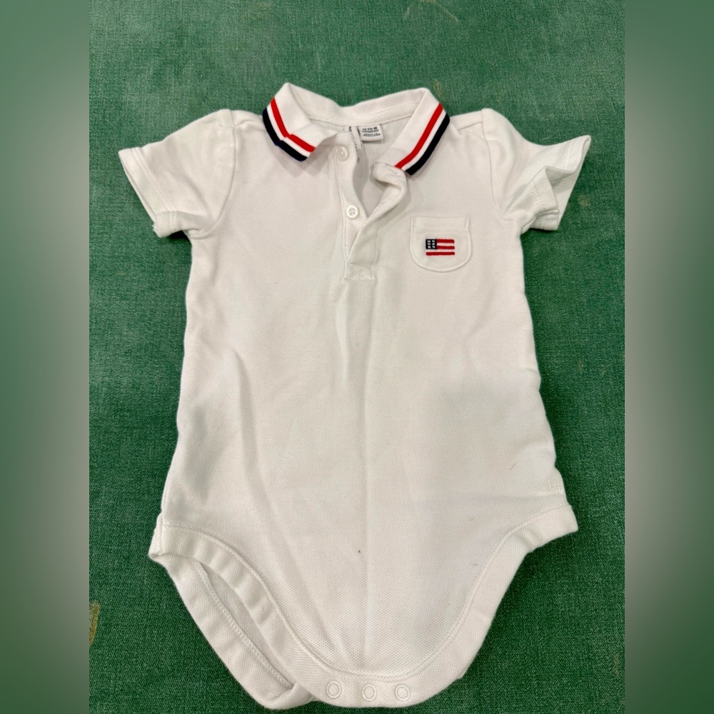 NEW Janie and Jack White Polo Onesie with Striped Collar